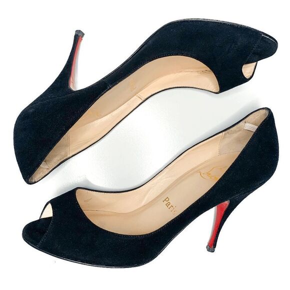 Christian Louboutin Black Peep Toe Heels - Picture 6 of 10